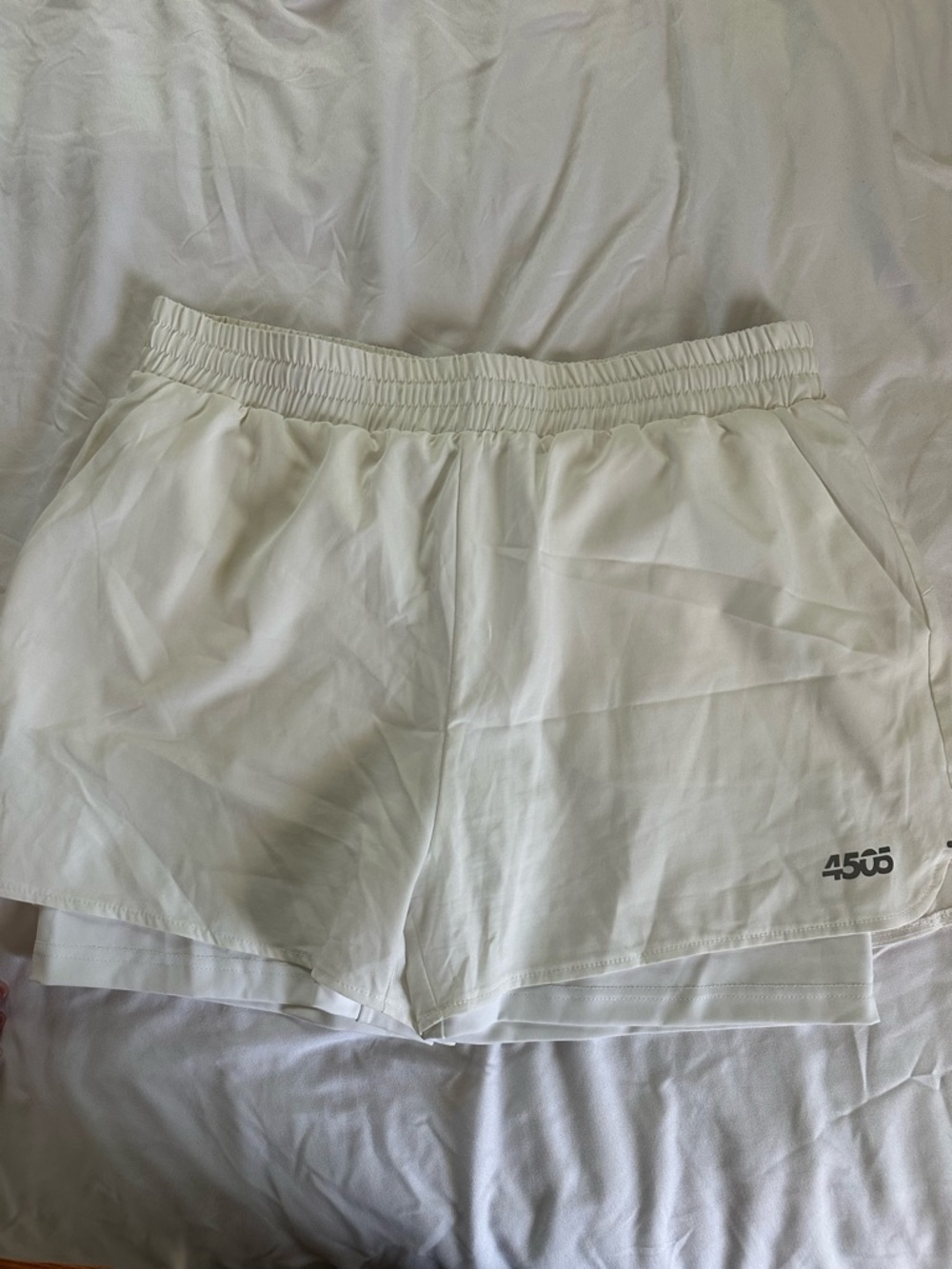 ASOS White Layered Athletic Shorts with Elastic Waist